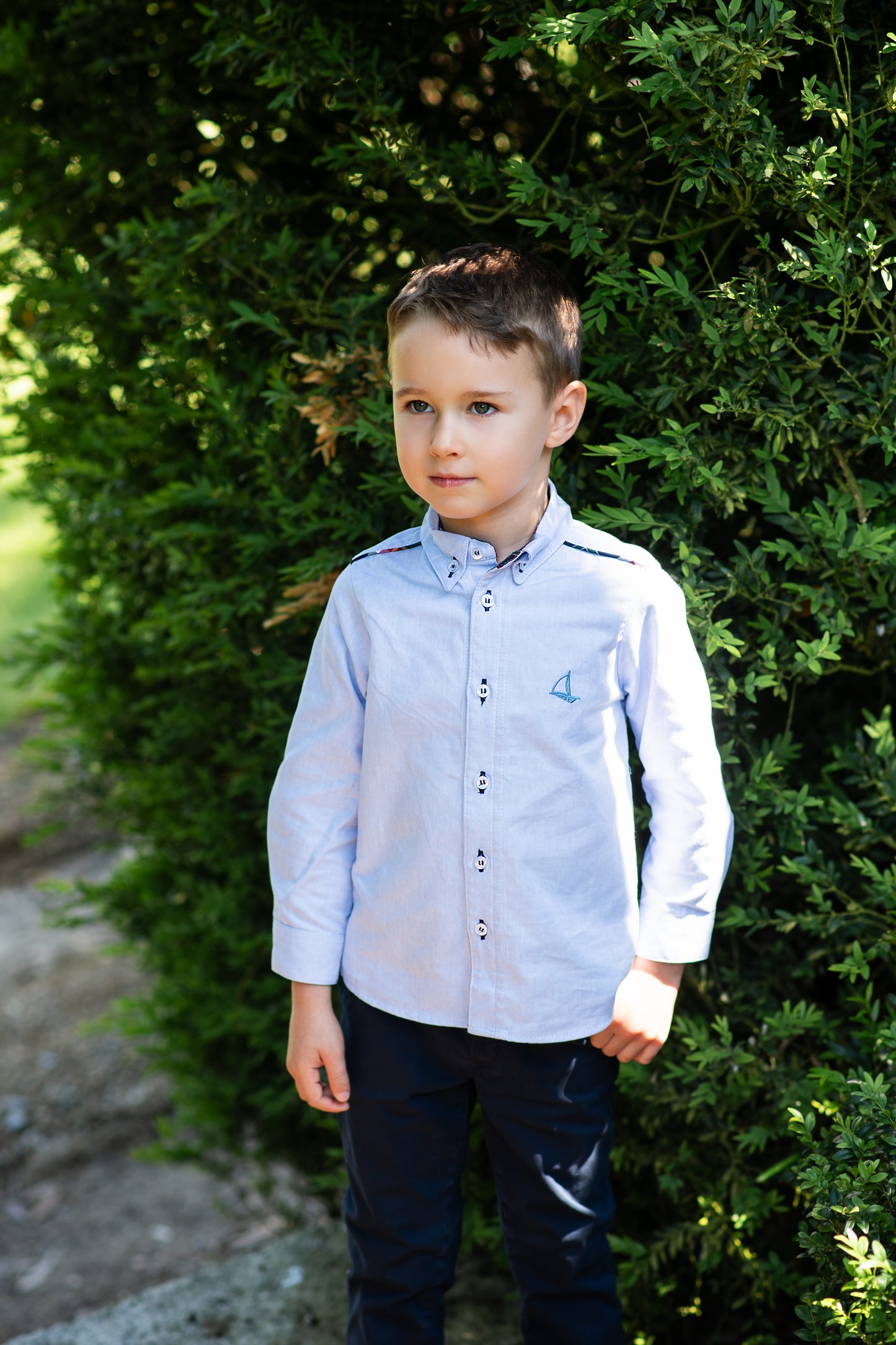 FOQUE Tartan Boys Navy Shirt & Trousers - 6223