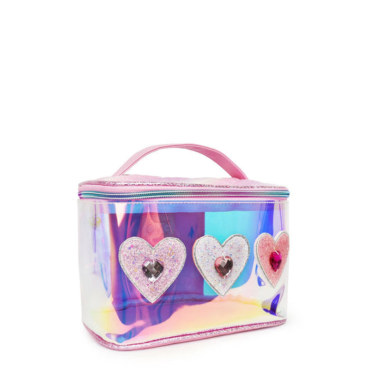 OMG ACCESSORIES 'Hearts' Clear Glazed Glam Bag