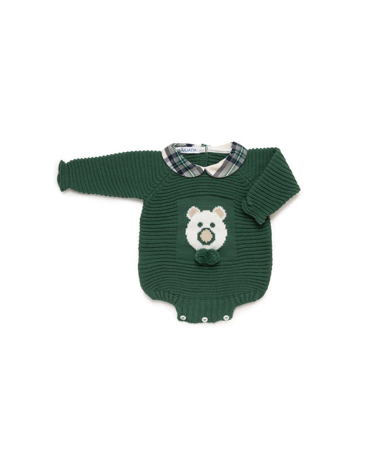 AW25 JULIANA Sinfonia Boys Green Teddy Bear Romper - 25622