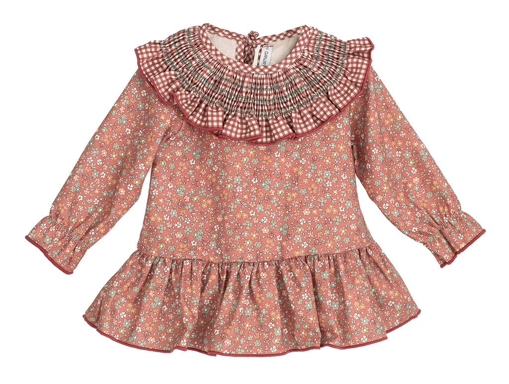 AW25 CALAMARO Siroco Girls Terracotta Floral Dress - 21308