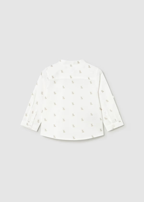 Mayoral ivory animal-print boys shirt, back view