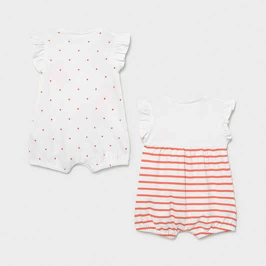 MAYORAL Girls Peach Sorbet Romper Set - CLEARANCE SALE
