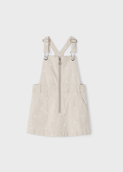 MAYORAL Girls Beige Denim Pinafore Dress - CLEARANCE SALE