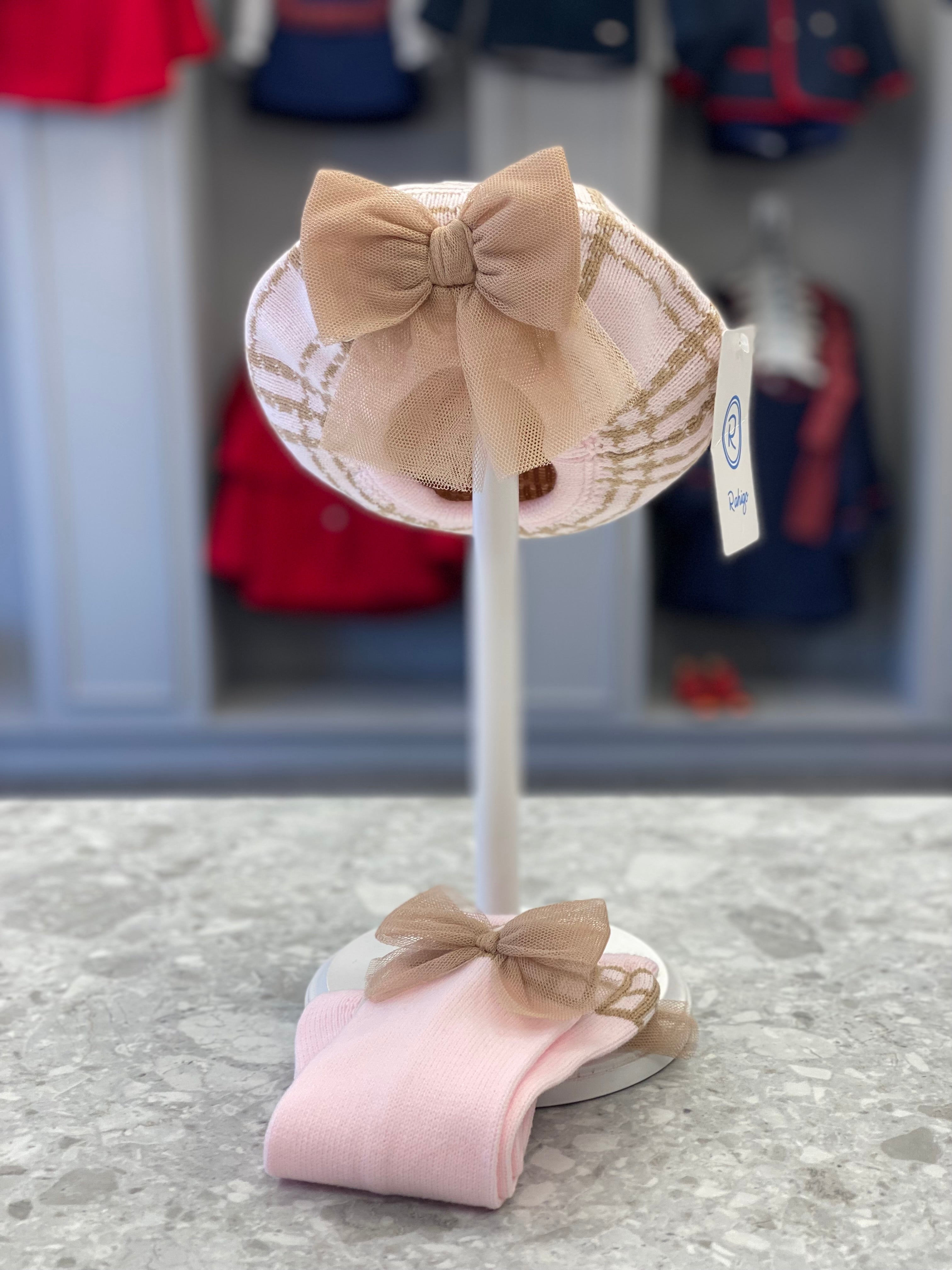 RAHIGO AW23 Pink & Camel Girls Beret - CLEARANCE SALE