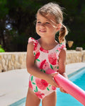 TUTTO PICCOLO Costa Rica Girls Strawberry Print Swimsuit