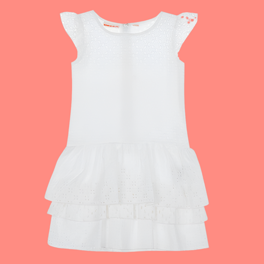 UBS2 Girls White Broderie Anglaise Dress - CLEARANCE SALE