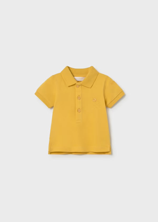 Mayoral blue boat-print dungarees with mustard polo shirt
