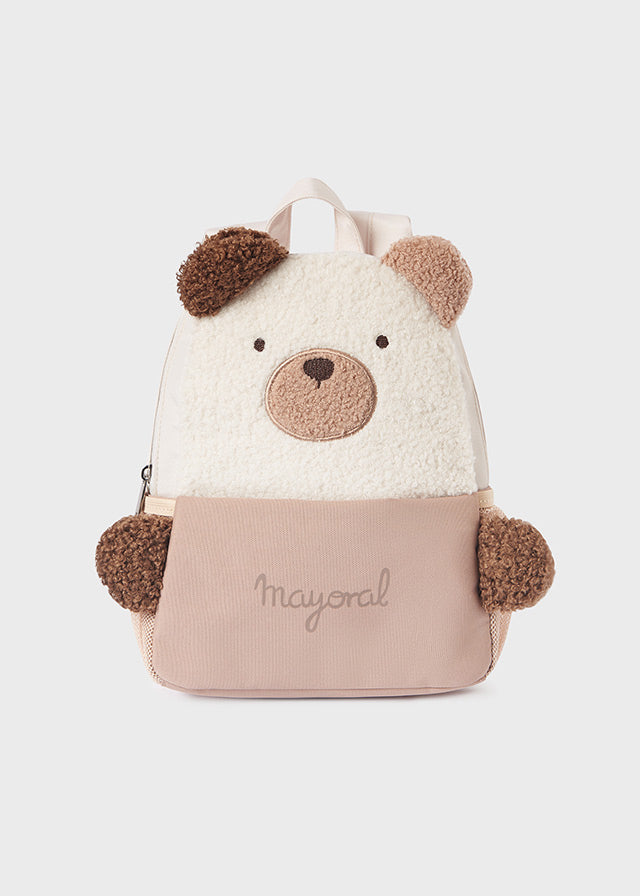 Mayoral unisex Teddy Bear Backpack 19354 - neutral beige and brown