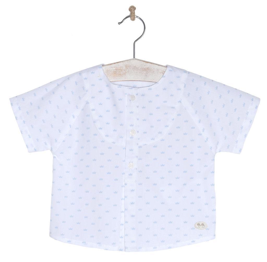 JOSE VARON Baby Boys Blue & White Crown Jam Pant Set 