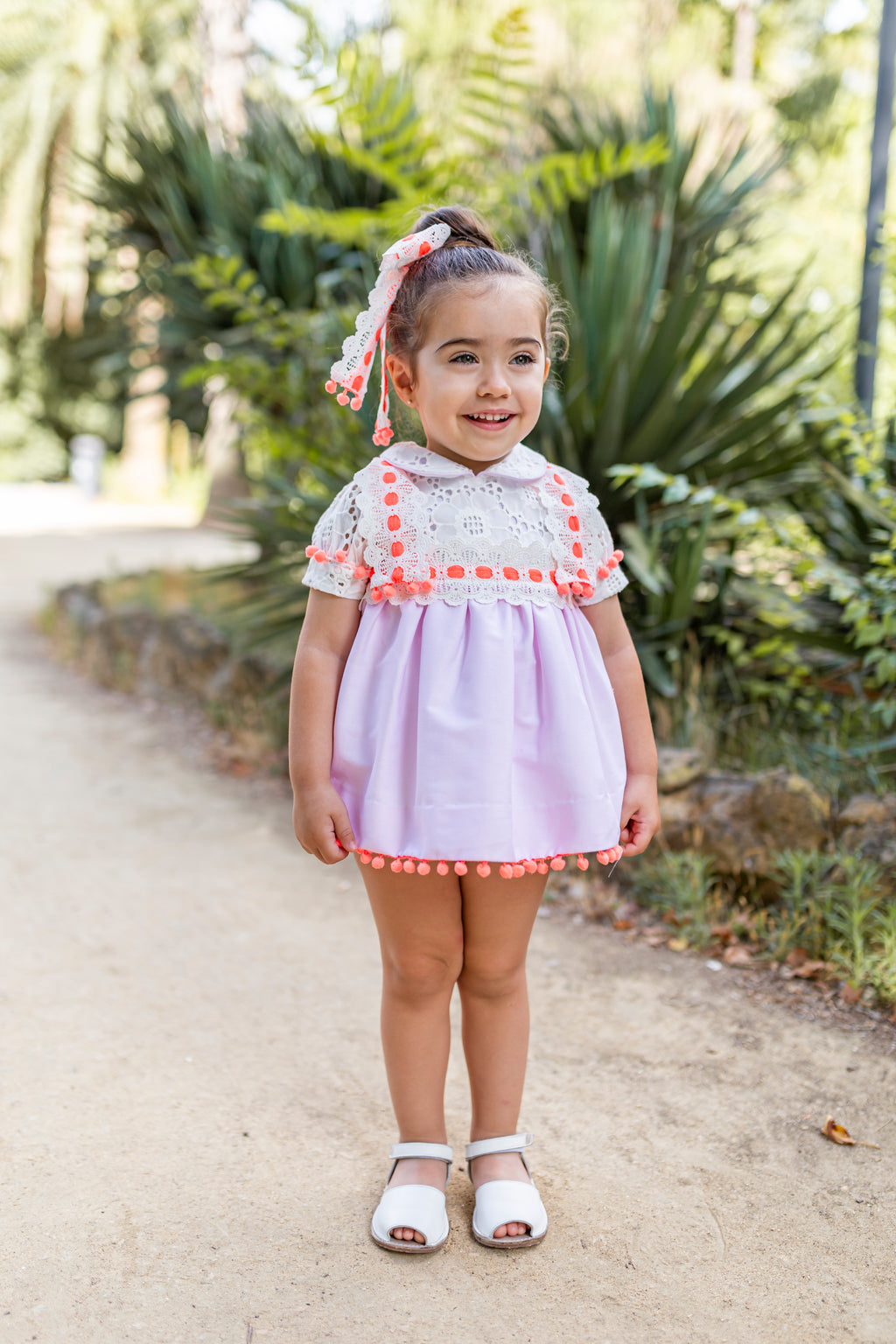 NAXOS SS25 Neon Girls Pink & Orange Tulle Dress - CLEARANCE SALE