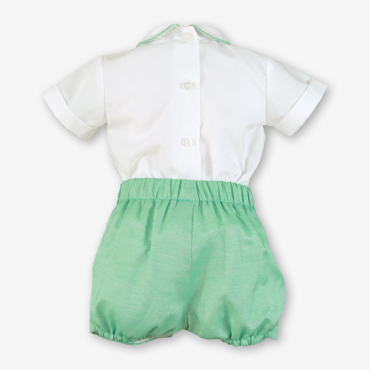 Miranda Manzana green boys short set with white Peter Pan collar top - 33/23