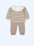 MAC ILUSION Safari Beige & White Unisex Knitted Trouser Set - 9615X