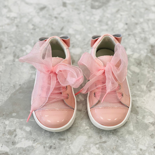 ANDANINES Pink Girls Patent Leather Glitter Trainers