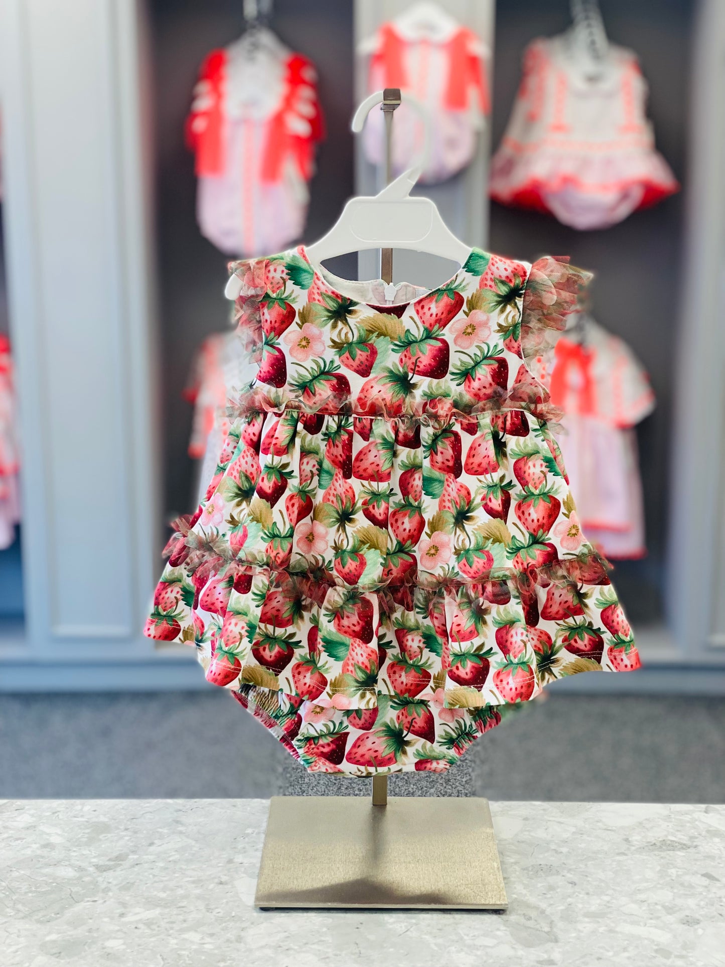 CHIC BY DEOLINDA Smile Girls Strawberry Print Dress & Knickers