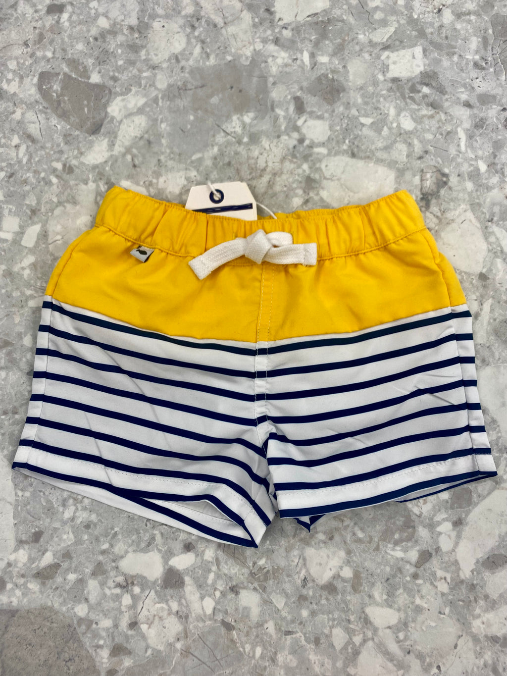 WEEKEND A LA MER Boys Soulo Yellow & Navy Stripe Swimming Trunks