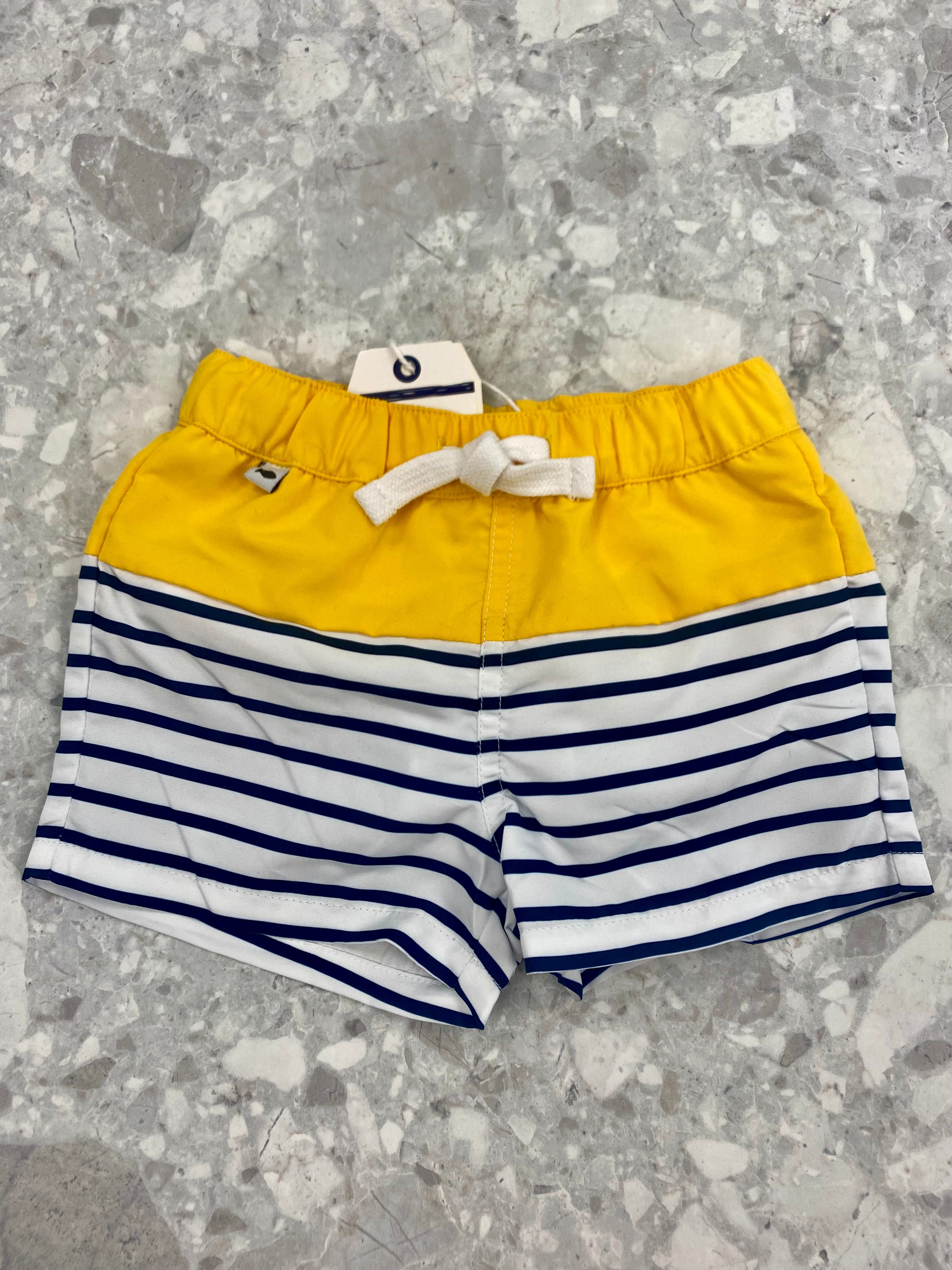 WEEKEND A LA MER Boys Soulo Yellow & Navy Stripe Swimming Trunks