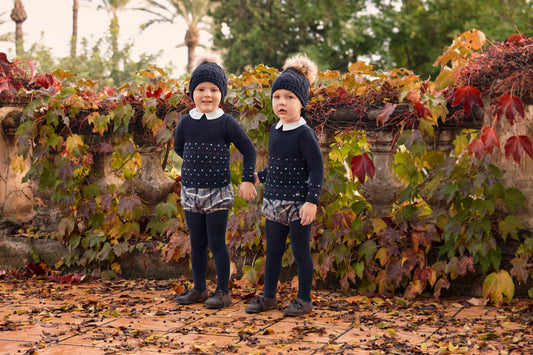AW25 JULIANA Armonia Boys Navy & Red Check Jam Pant Set - 25590