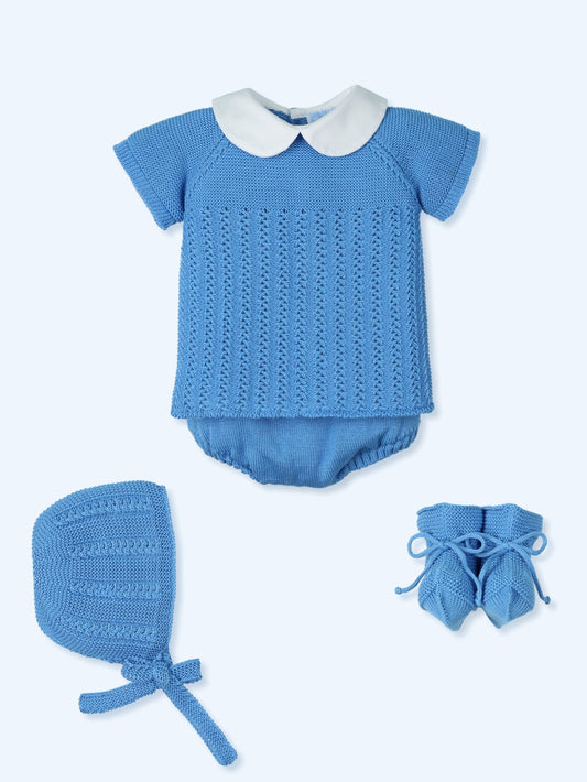 MAC ILUSION SS25 Vivid Boys Riviera Blue Four Piece Knitted Set - 9626