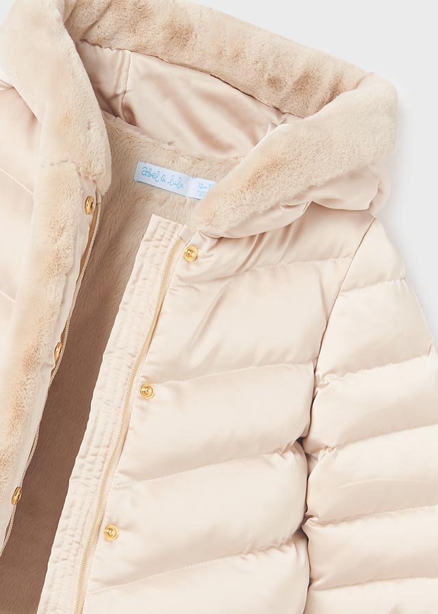 ABEL & LULA AW24 Beige Girls Satin Padded Coat - CLEARANCE SALE