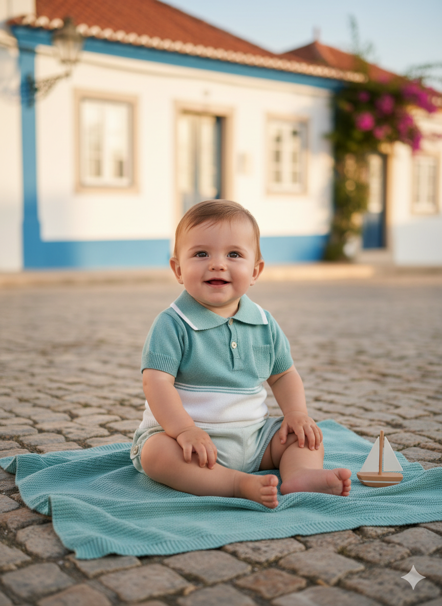 RIGOLA Summer Garden Boys Green Linen Jam Pant Set