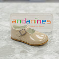 ANDANINES Sand Pearl Girls Patent Leather Mary Jane Shoes
