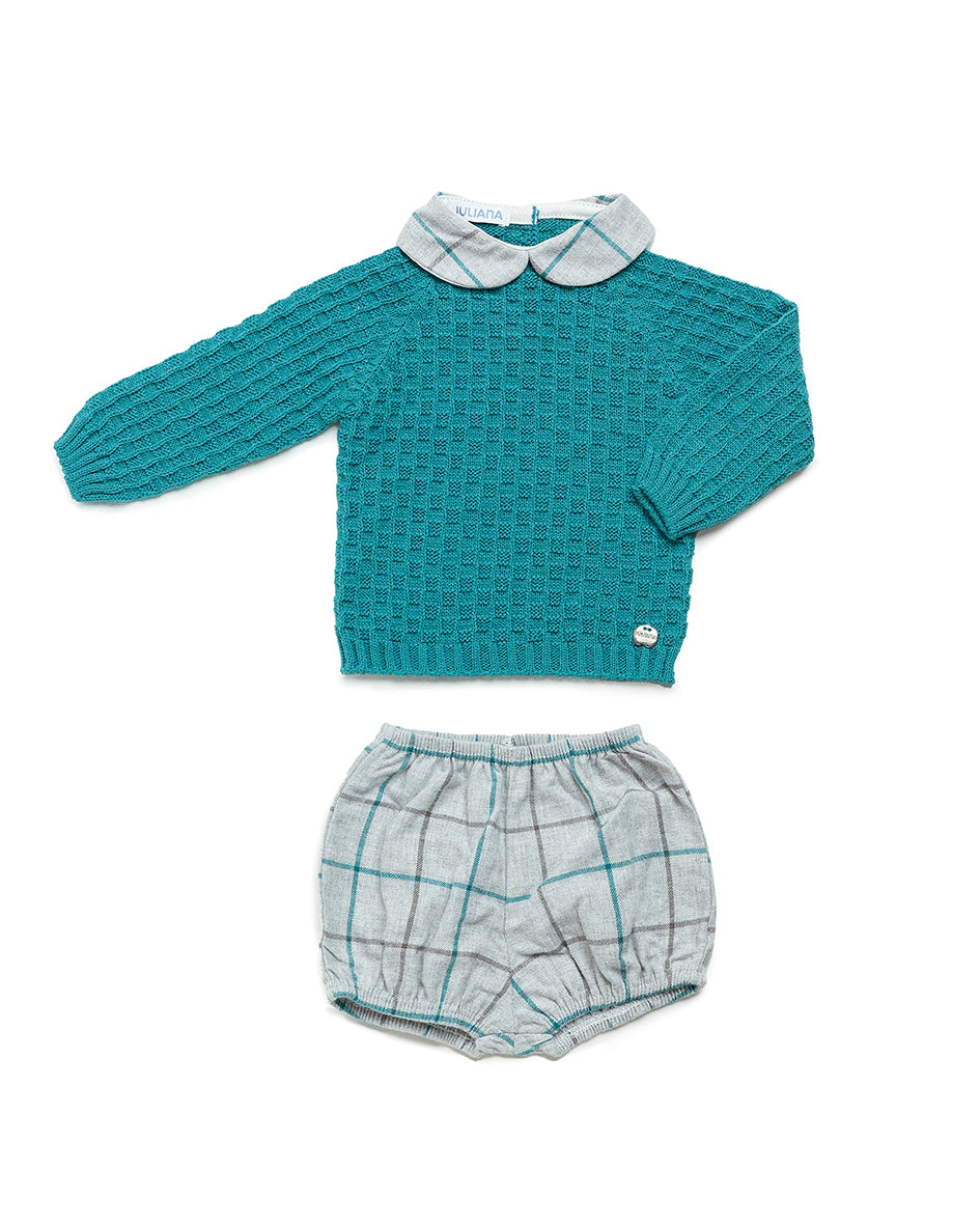 JULIANA Ensueno Teal & Grey Boys Jam Pant Set - 24587