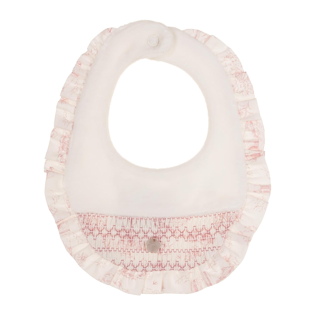 AW25 DEOLINDA Romera Girls Ivory & Pink Toile Bib - 25B12