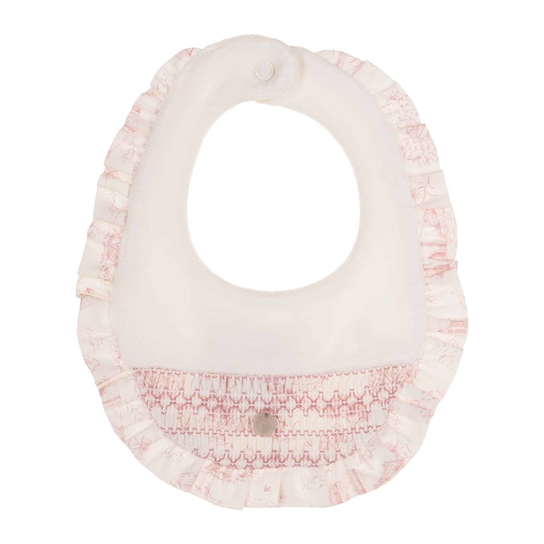 AW25 DEOLINDA Romera Girls Ivory & Pink Toile Bib - 25B12