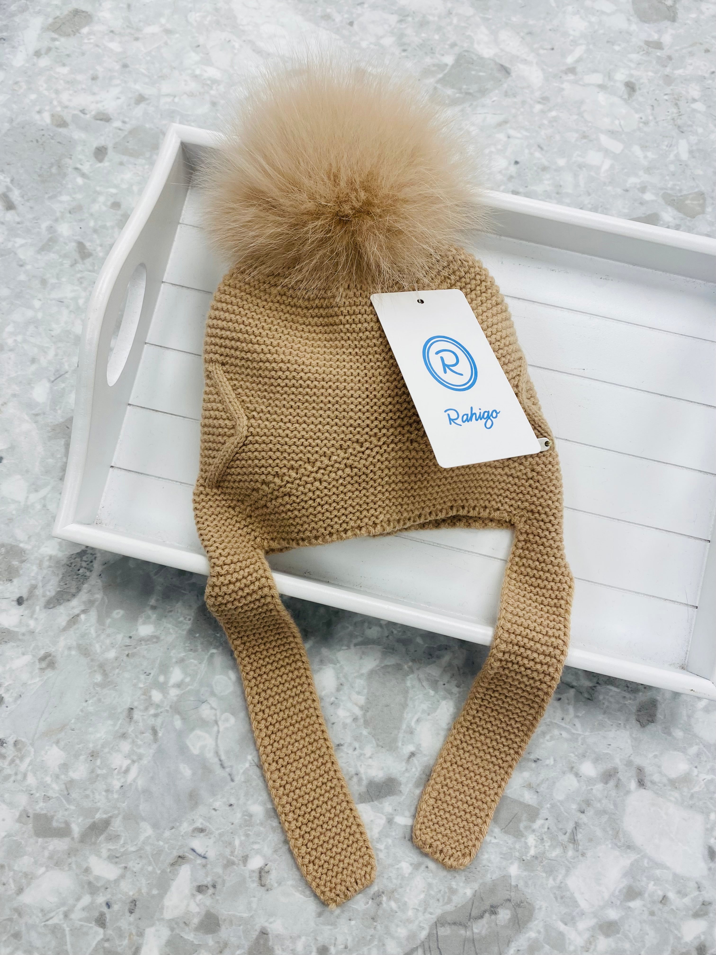 AW25 RAHIGO Camel Pom Pom Hat with Ear Flaps - 252138