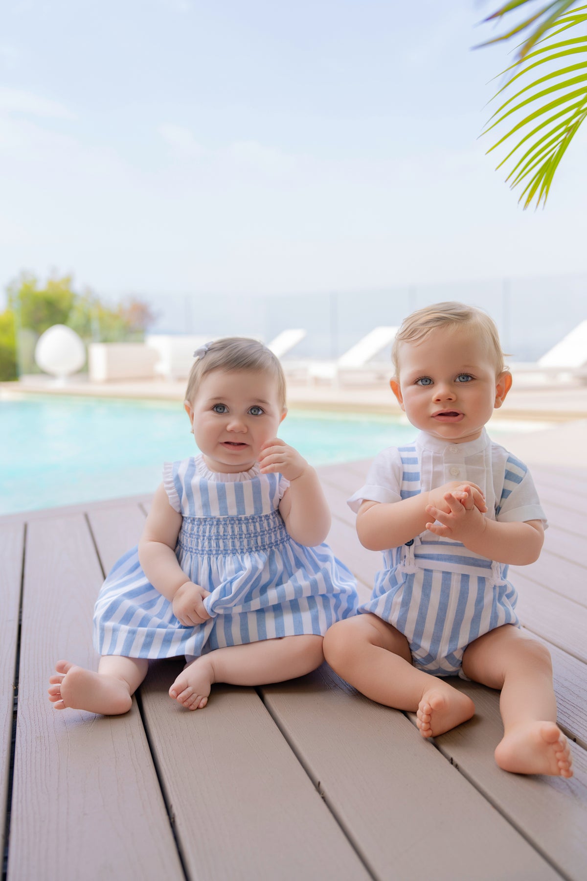 Miranda Blue & White Stripe Girls Dress in soft cotton