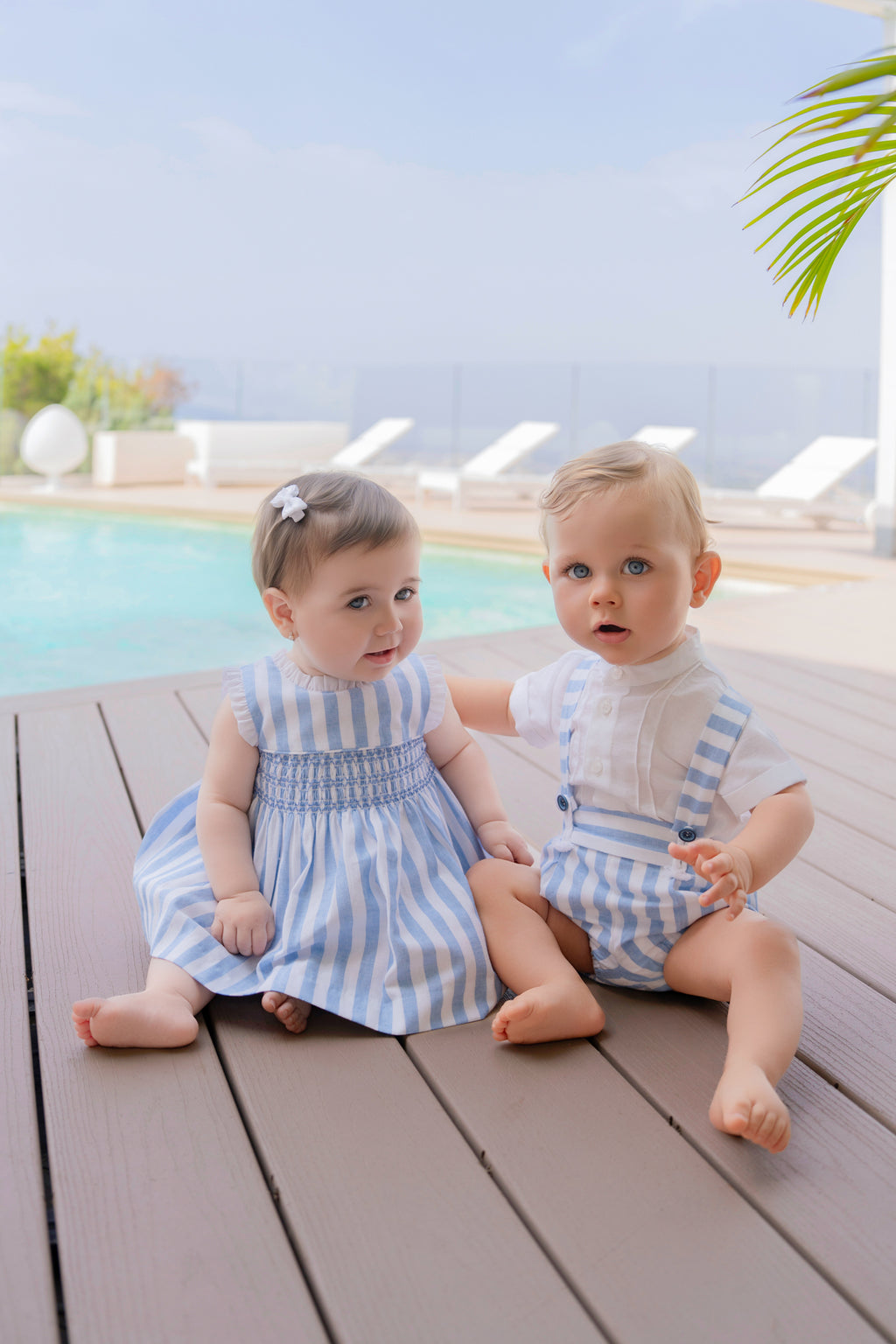 MIRANDA Blue & White Stripe Boys Short Set 