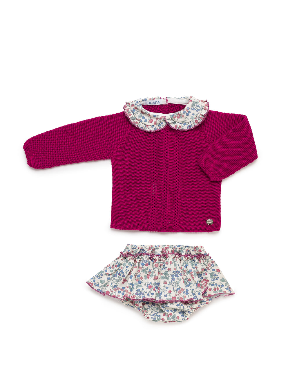 AW25 JULIANA Ritmo Girls Fuchsia Pink Floral Jam Pant Set - 25601