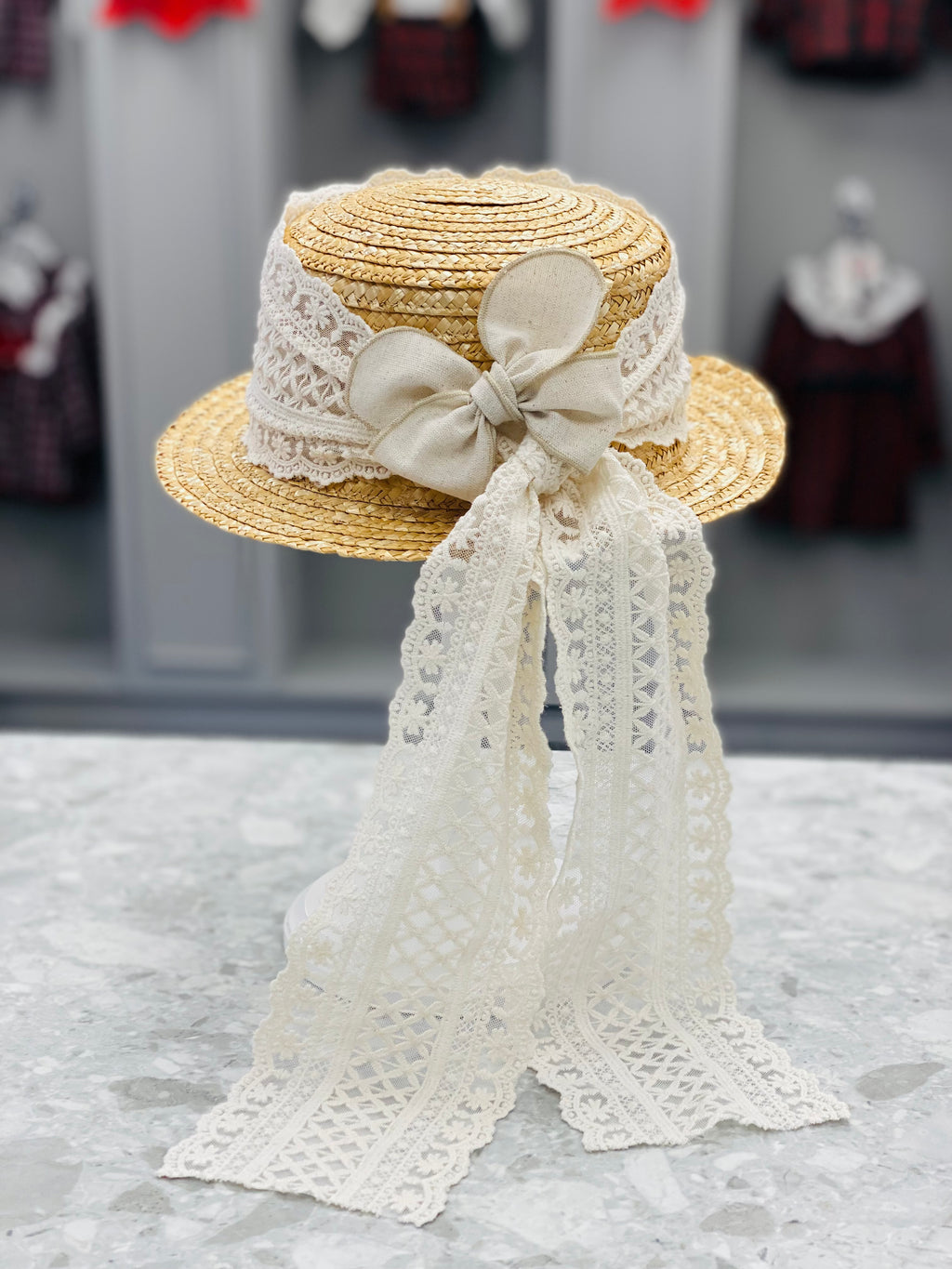 BASMARTI Parks Girls Straw Sun Hat with Lace Sash