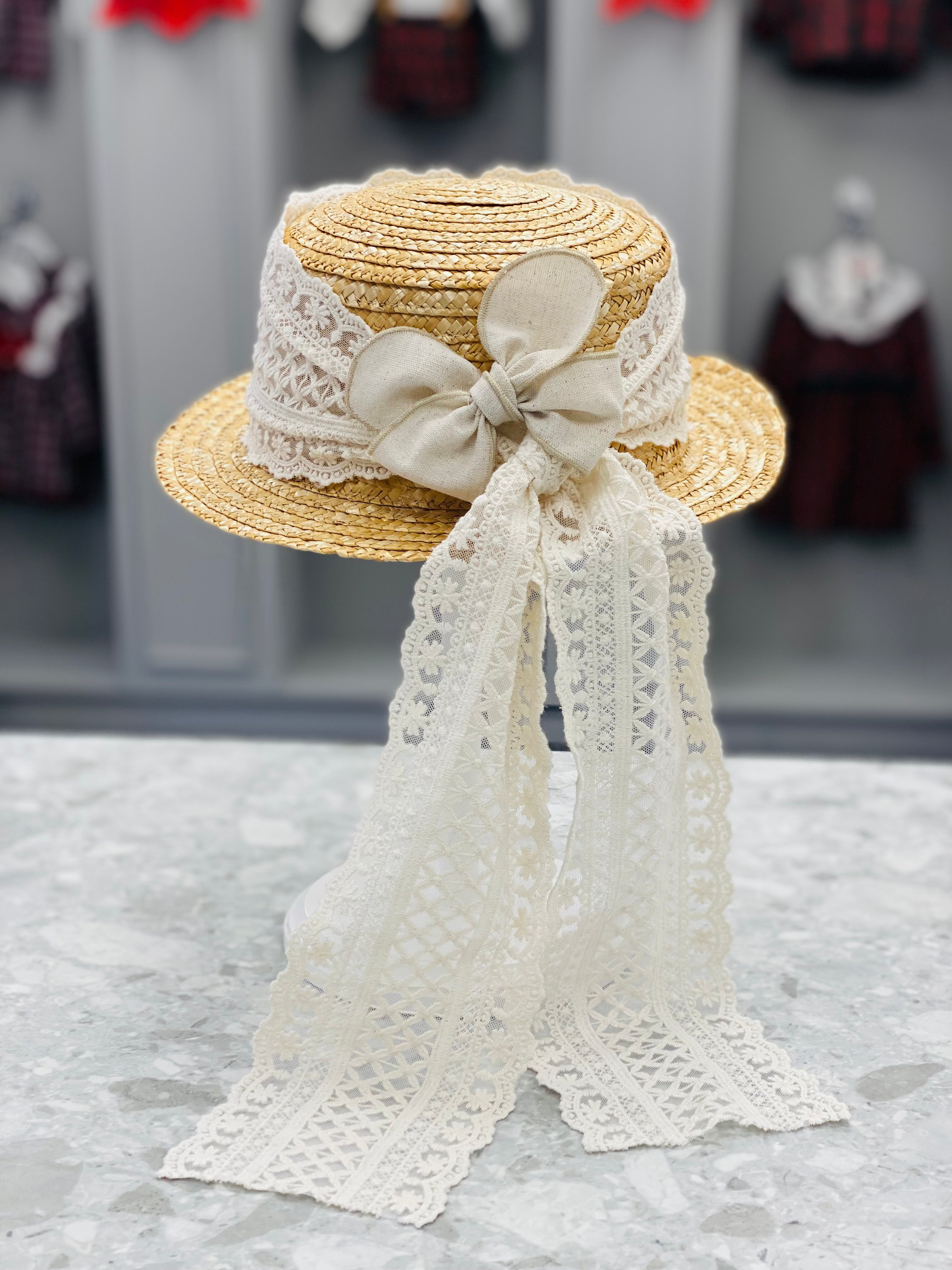 BASMARTI Parks Girls Straw Sun Hat with Lace Sash