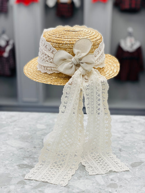 BASMARTI Parks Girls Straw Sun Hat with Lace Sash