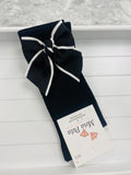 MEIA PATA Contrast Bow Black Girls Knee High Socks