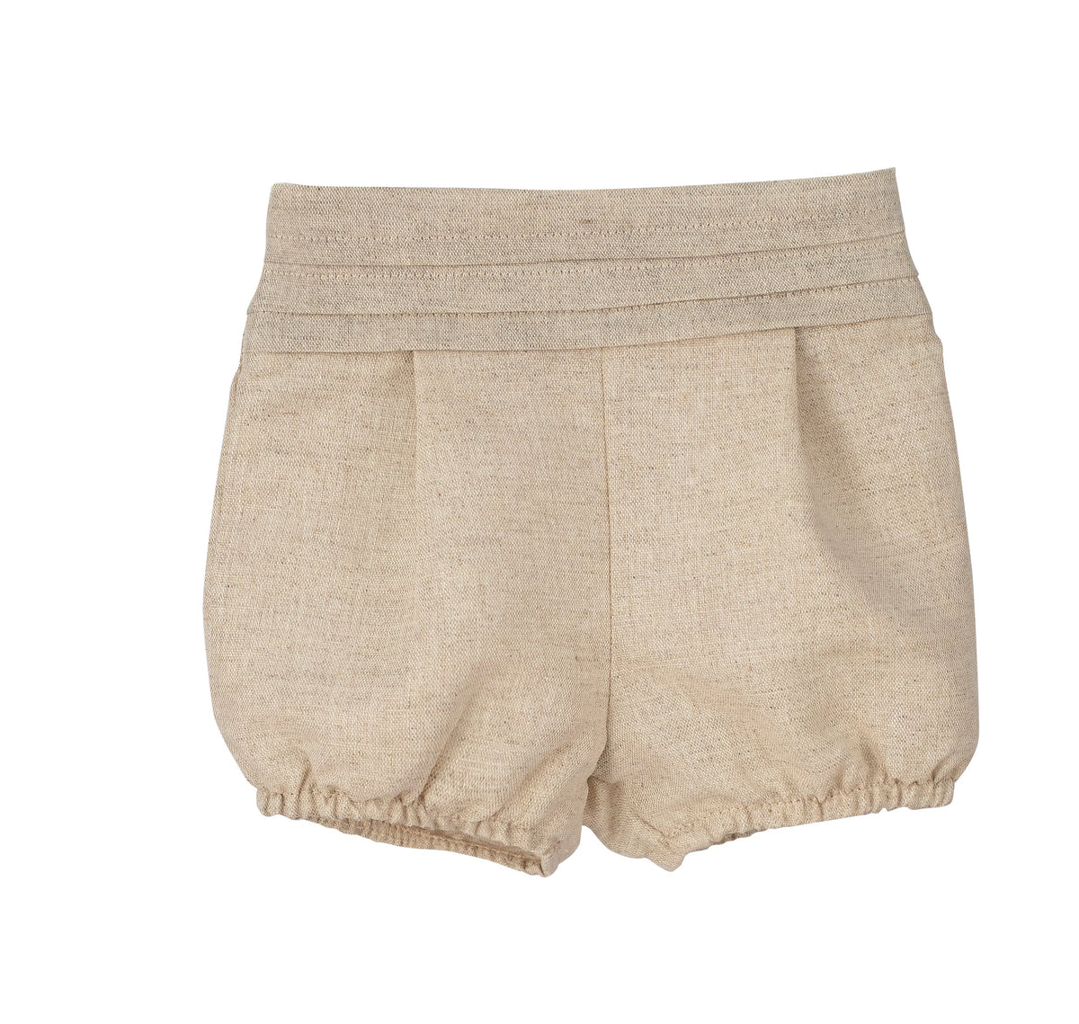 Calamaro Espirulina baby boys beige bloomer romper with banded waistband