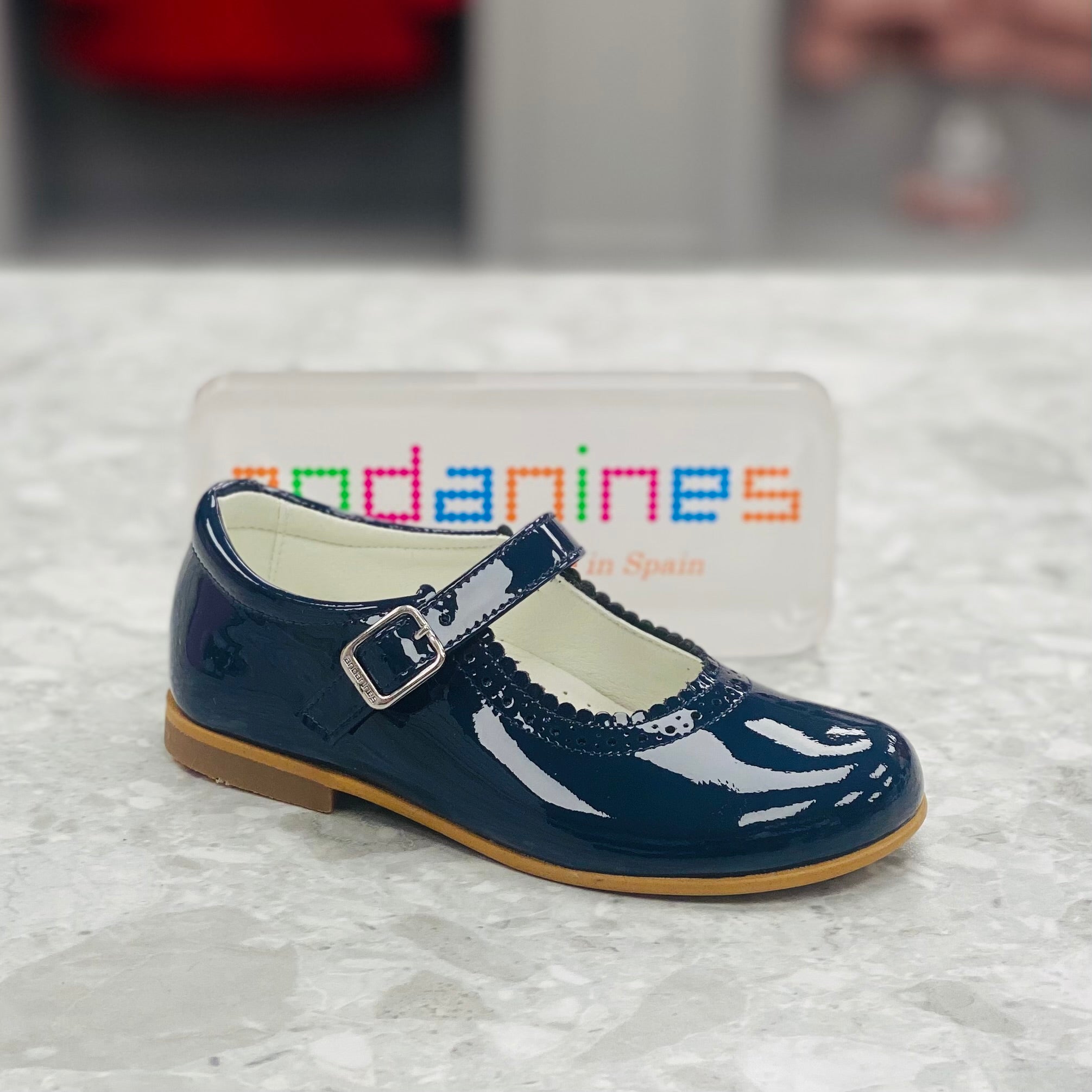 ANDANINES Navy Girls Patent Leather Mary Jane Shoes