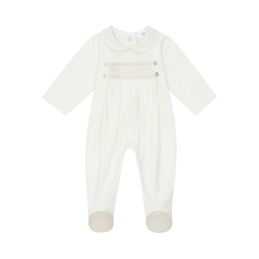 DEOLINDA SS25 Cappucino Cream & Beige Boys Babygrow - 25121