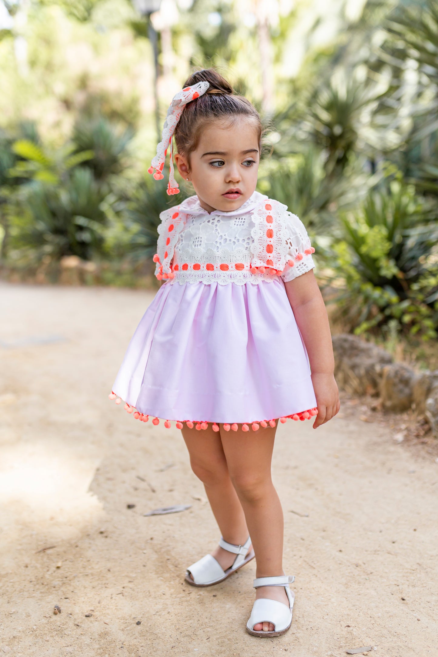 NAXOS SS25 Neon Girls Pink & Orange Tulle Dress - 7527