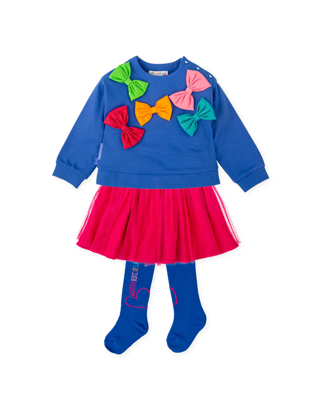 AW25 AGATHA RUIZ DE LA PRADA Girls Electric Blue Bow Skirt Set & Tights