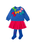 AW25 AGATHA RUIZ DE LA PRADA Girls Electric Blue Bow Skirt Set & Tights