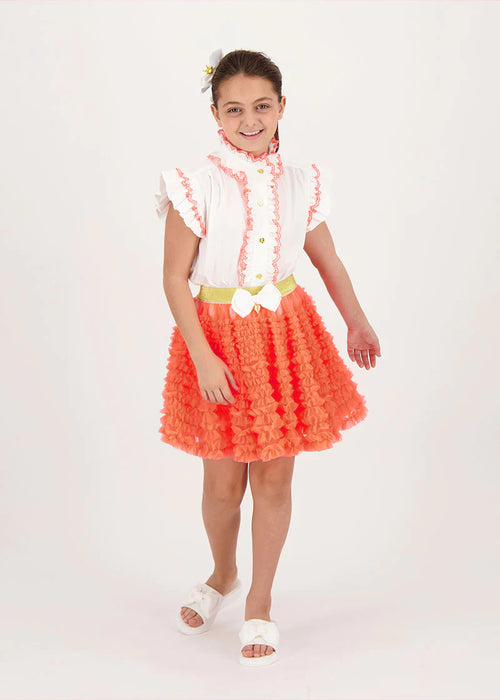 ANGELS FACE Ballroom Girls Neon Orange Skirt Set