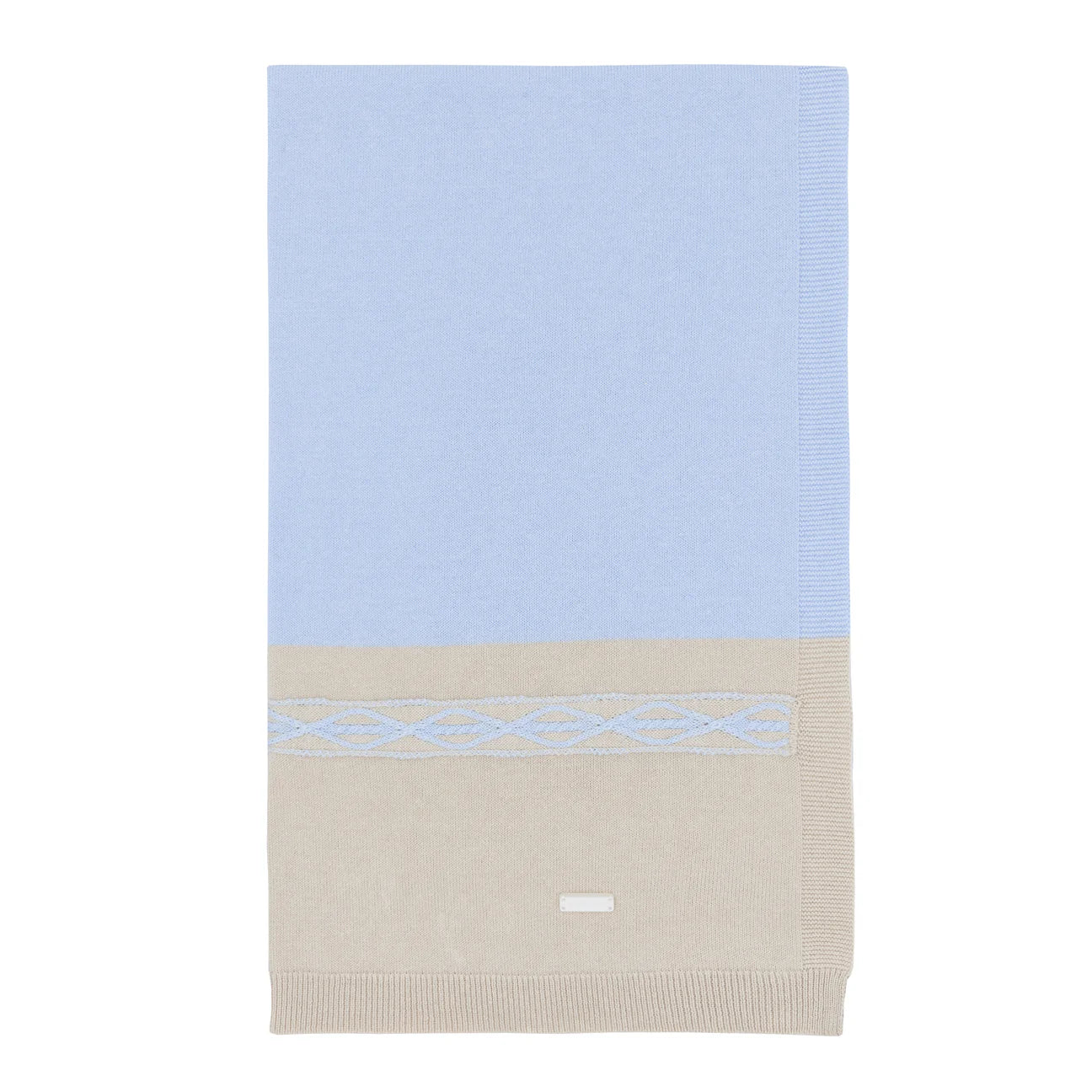 AW25 BLUES BABY Bruges Boys Blue & Beige Knitted Blanket - 2141