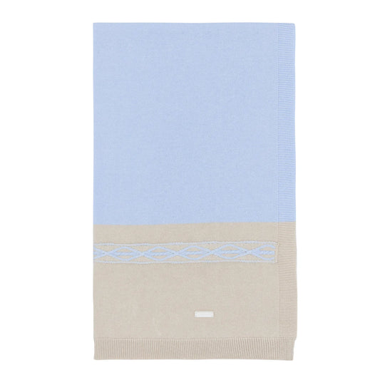 AW25 BLUES BABY Bruges Boys Blue & Beige Knitted Blanket - 2141