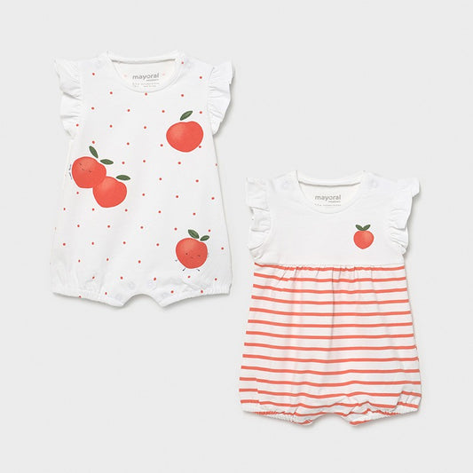 MAYORAL Girls Peach Sorbet Romper Set - CLEARANCE SALE