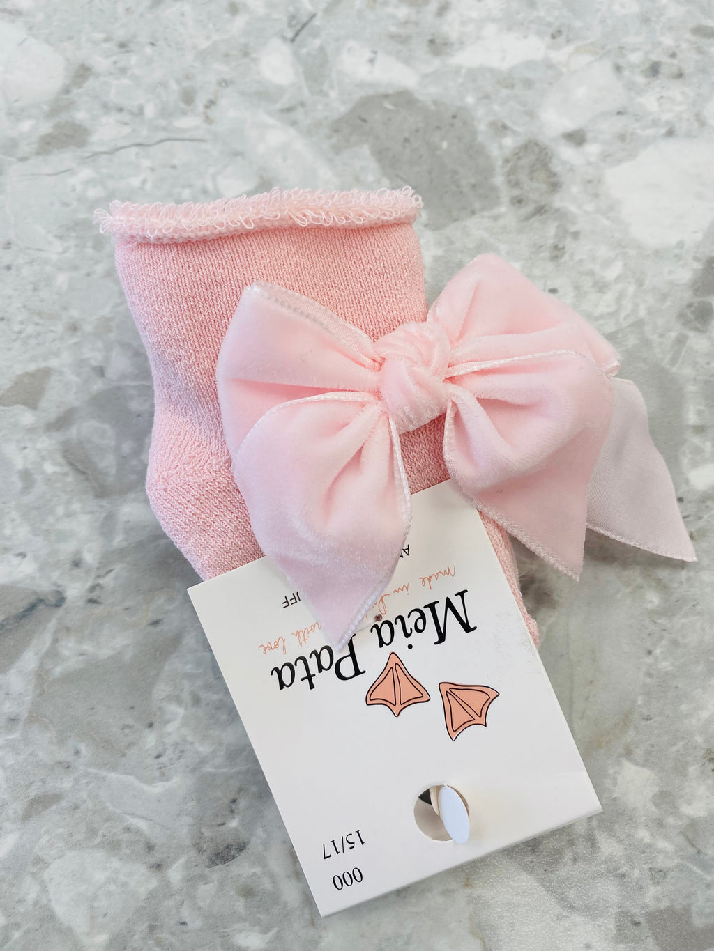 MEIA PATA Velvet Bow Baby Girls Booties