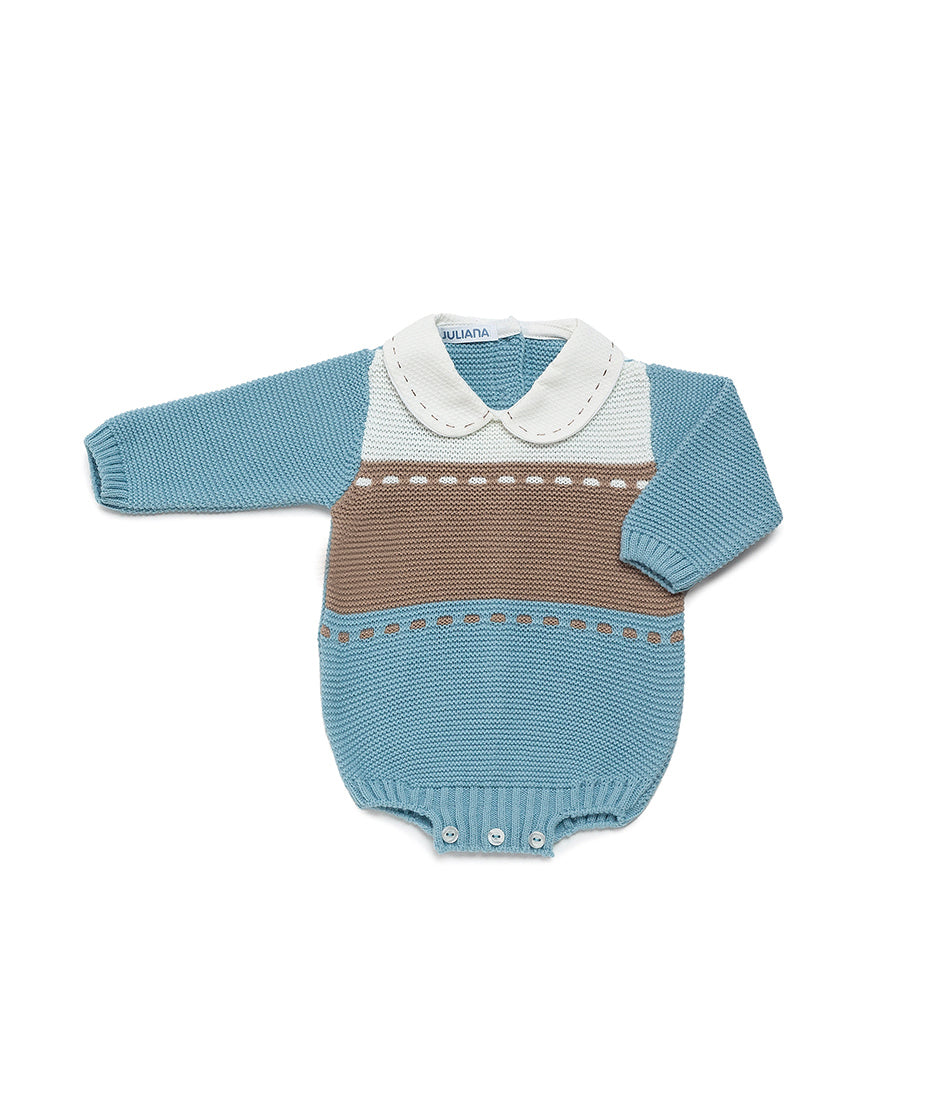 JULIANA Arcoiris Boys Colour Block Knitted Romper - 24616