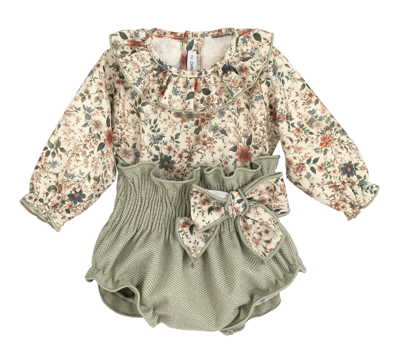 AW25 CALAMARO Bise Girls Green Floral Jam Pant Set - 11249