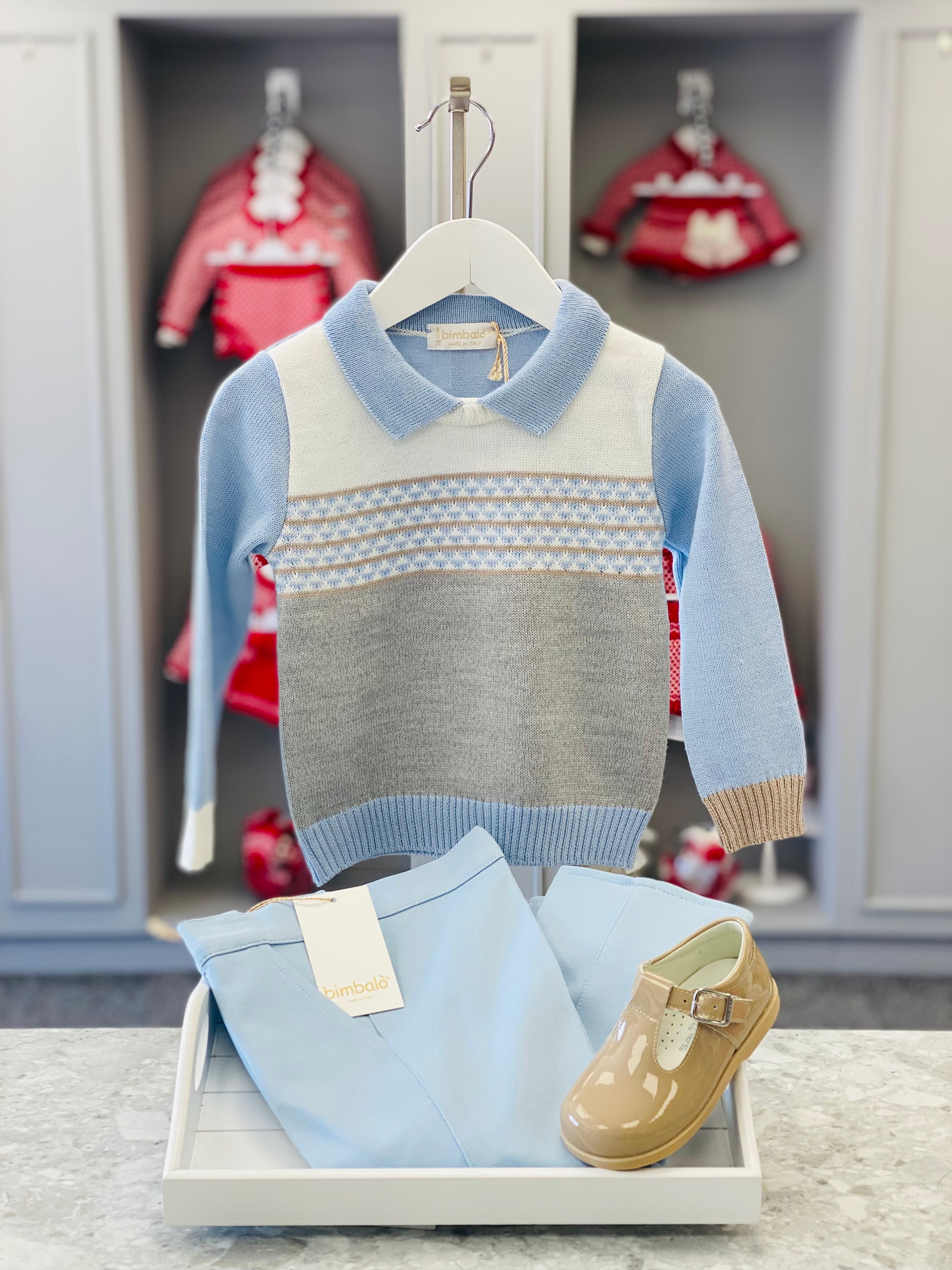 AW25 BIMBALO Boys Blue & Grey Trouser Set